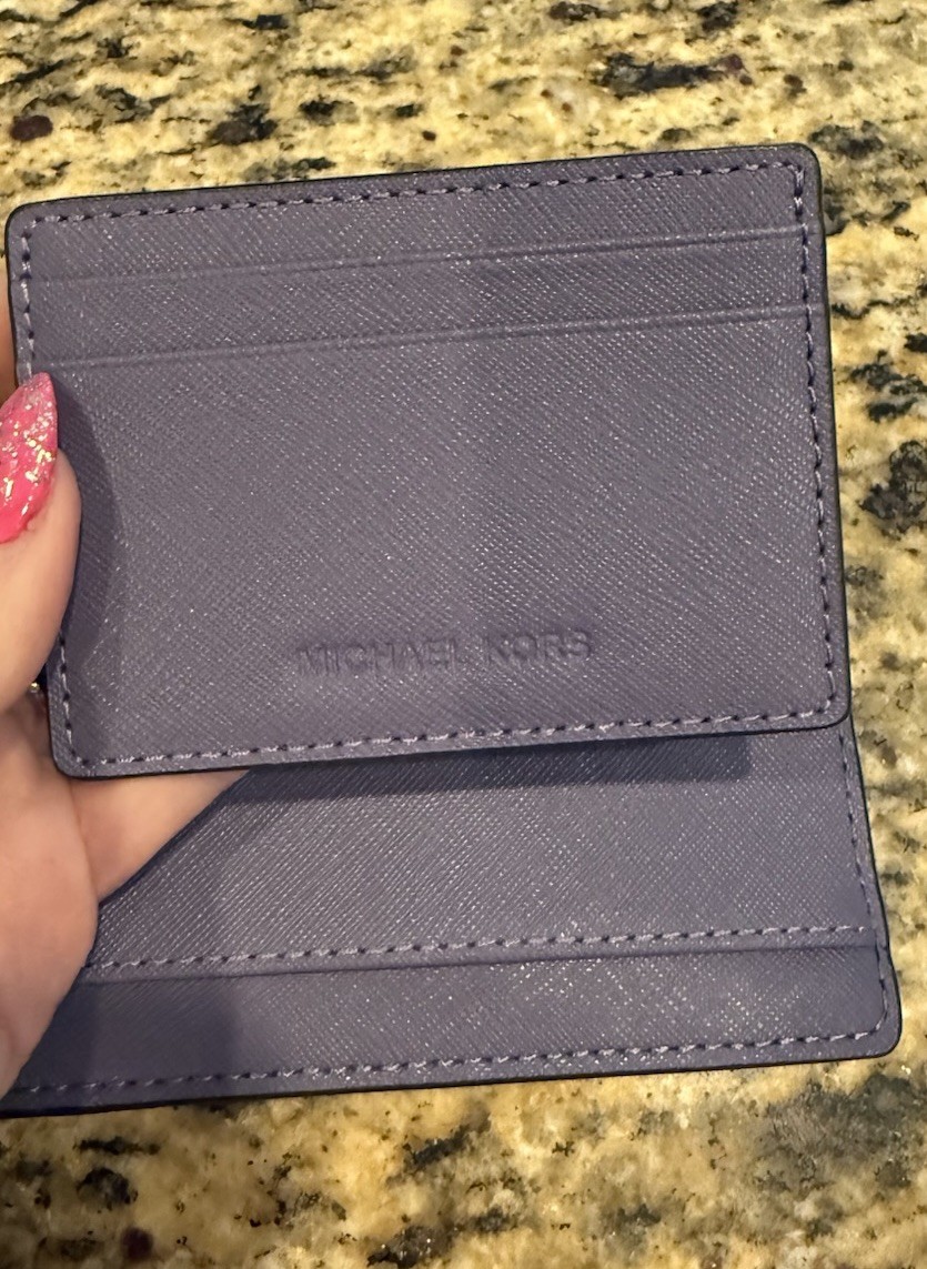 💜 Michael Kors Lavender Saffiano Leather Wallet & ID Card Holder Set NWOT