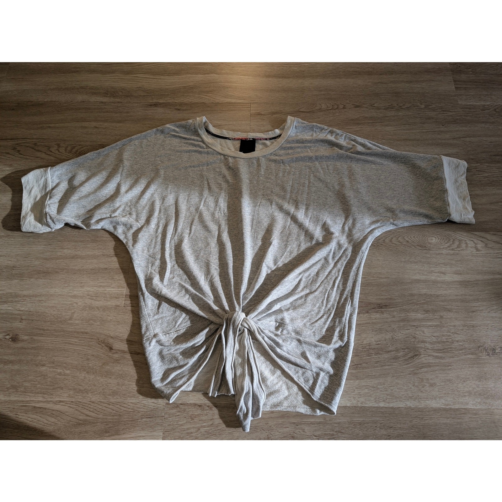 Dolan T-Shirt Heather Grey Dolman Sleeve Top Womens Small Front Tie Knot Blouse