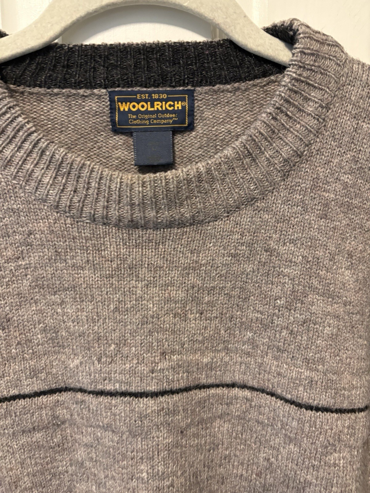 Woolrich Ash Heather Tan 100% Wool Crewneck Pullover Men’s Sweater Size L Large