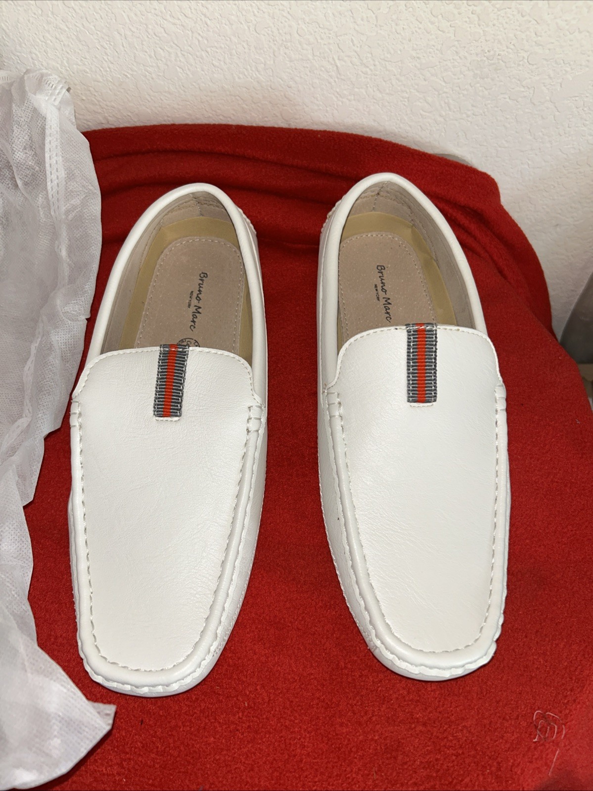 Bruno Marc New York White Loafers Size 9 New J1Veen By-Pepe-2 Latex Comfort Tech