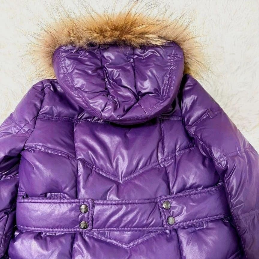 Burberry Blue Label Nova Check Fur Hooded Down Jacket
