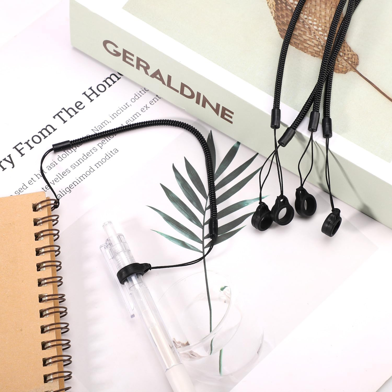 10pcs Pen Lanyards, Elastic Lanyard Tether with Silicone Rings Retractable Stylu