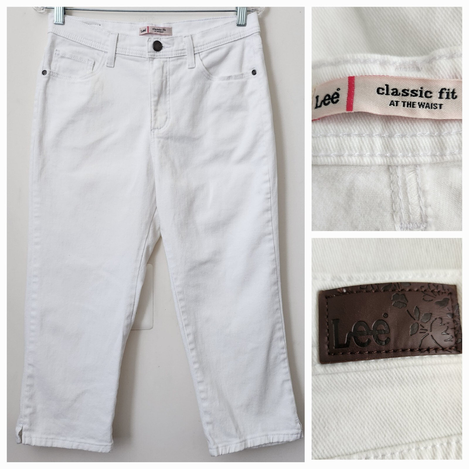 LEE Classic Fit at the Waist White Cropped White Jeans Pants 8/Medium