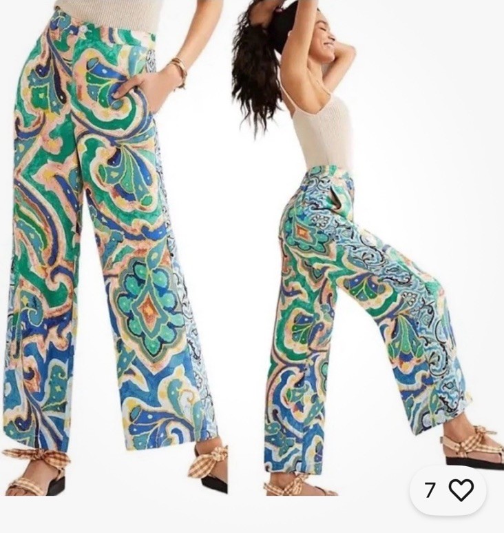 Anthropologie Maeve The Colette Wide Leg Flower Power Pants 21/22