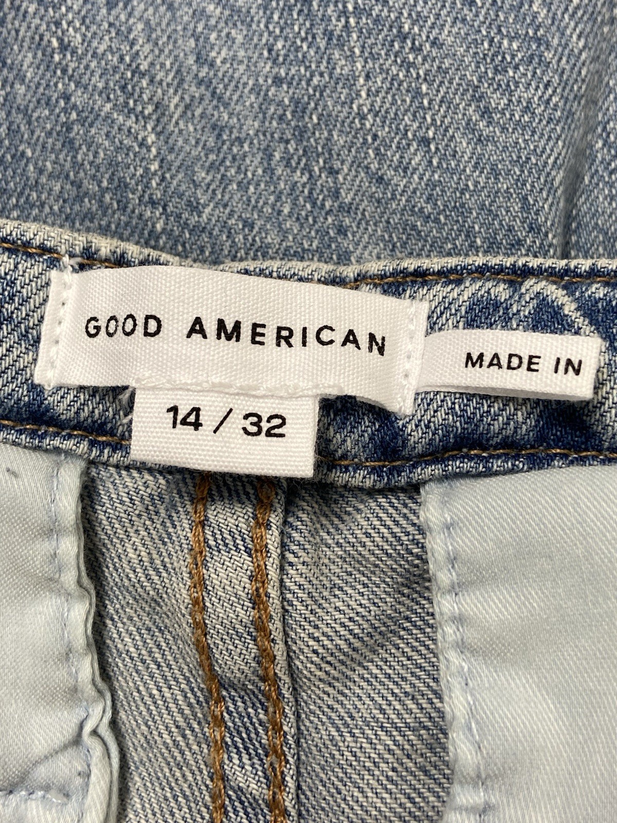 GOOD AMERICAN LITE LINEN DENIM PARACHUTE PANTS INDIGO794 Size 14/32 NEW