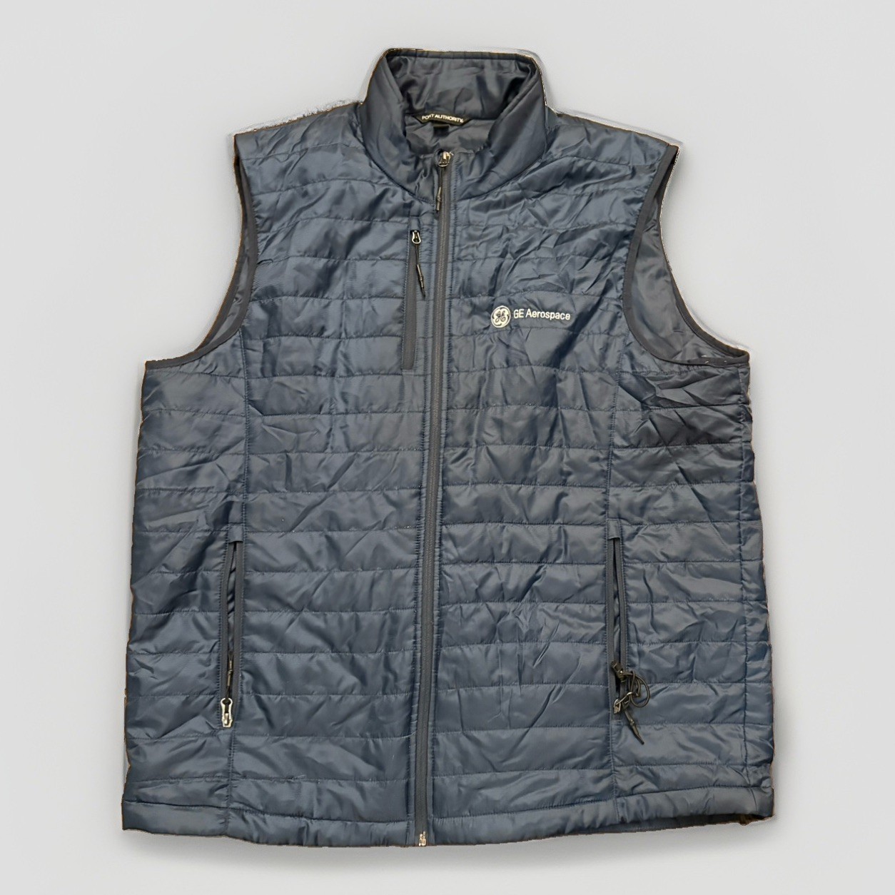 GE Aerospace Puffer Vest Workwear Mens 2XL Navy Blue Port Authority