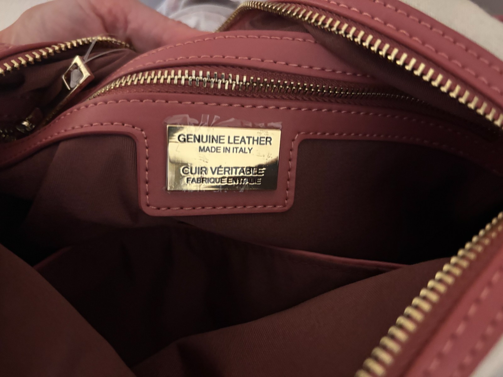 Viola Castellani Woven Fabric Leather Women Tote Shoulder Bag Burgandy Color