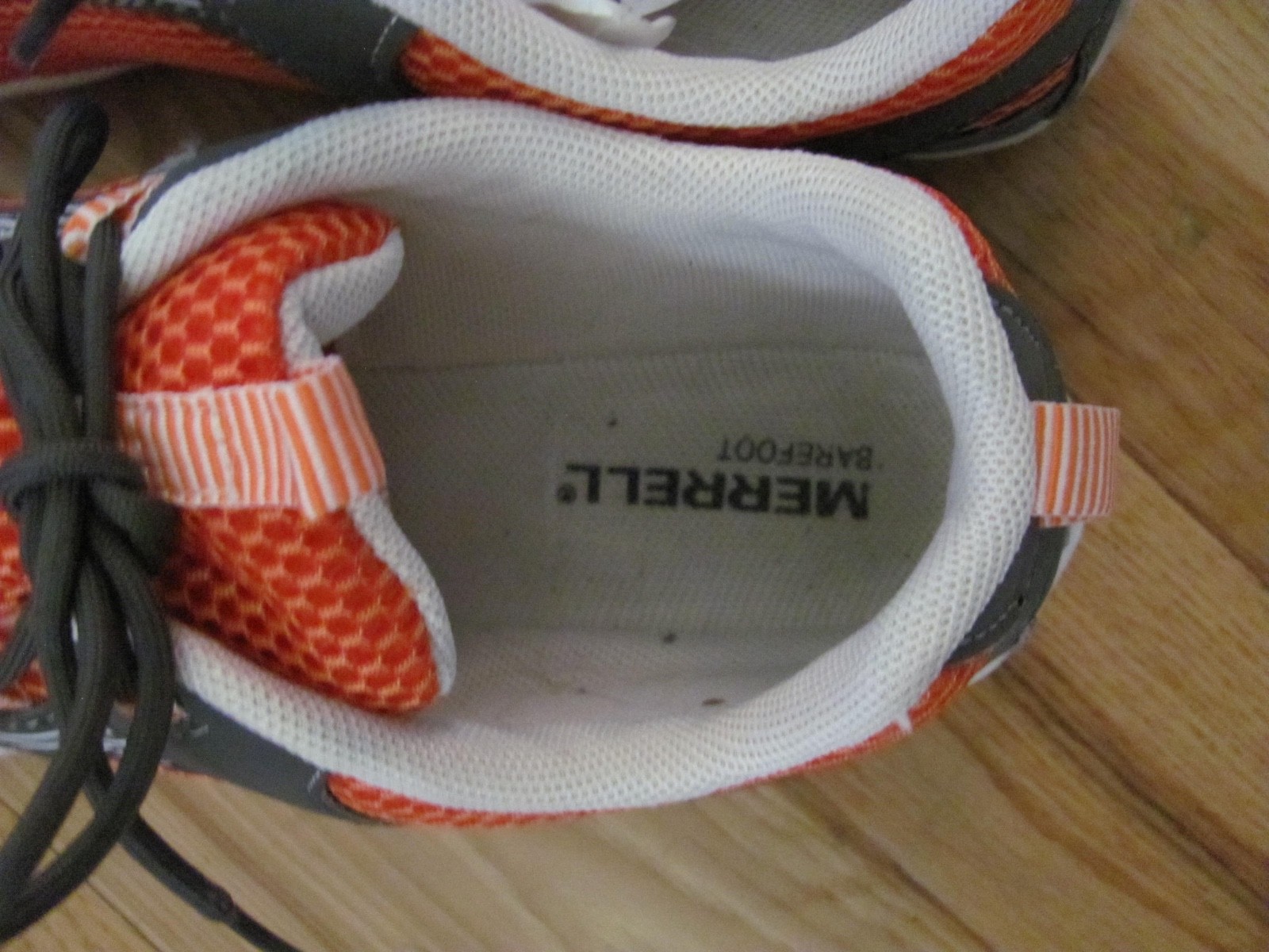 Merrell Orange Flux Glove Minimalist Shoes Synthetic Mesh Upper Lace Up Kids 6