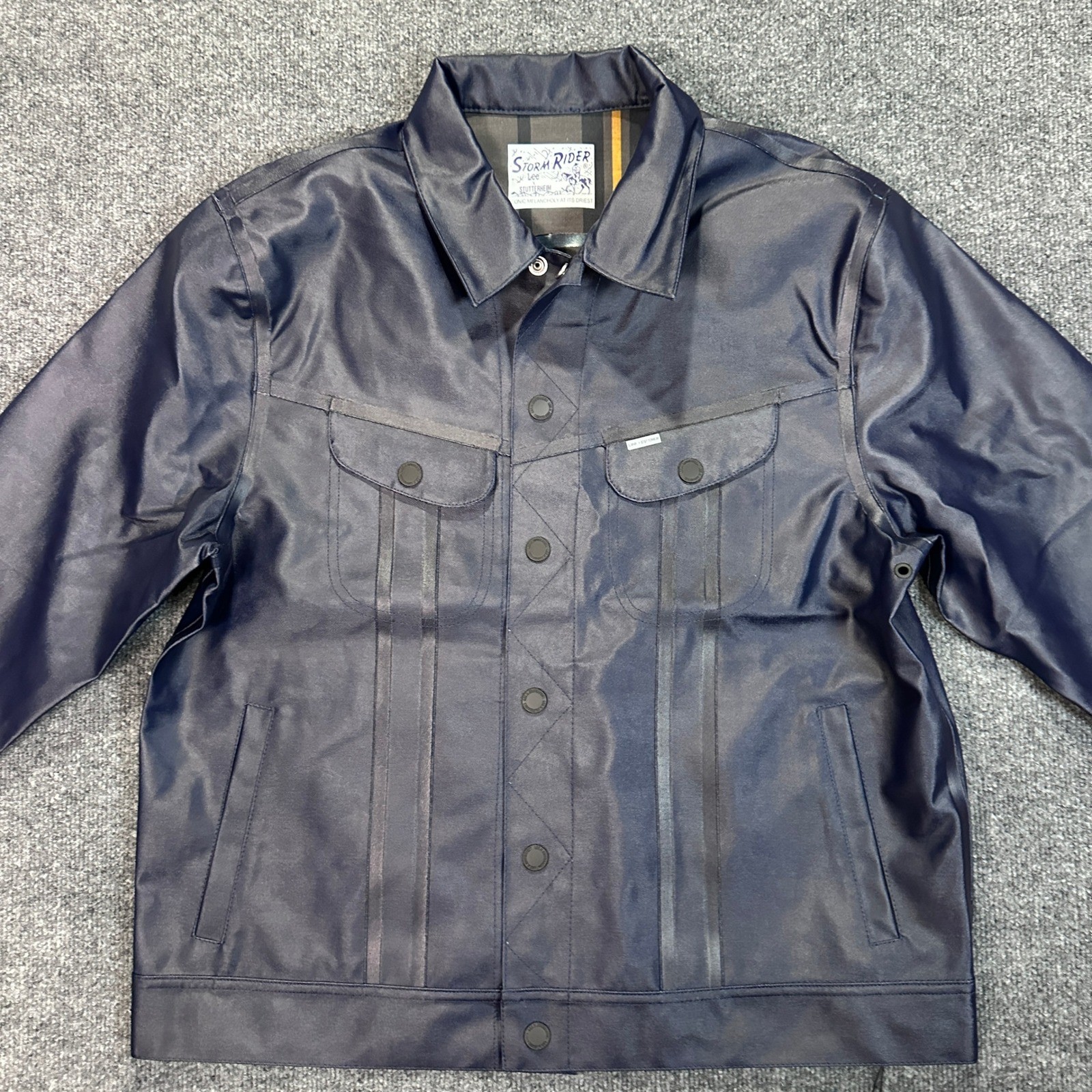 NWT Lee x Stutterheim Mens Storm Rider Jacket Aviator Navy Waterproof Raincoat L