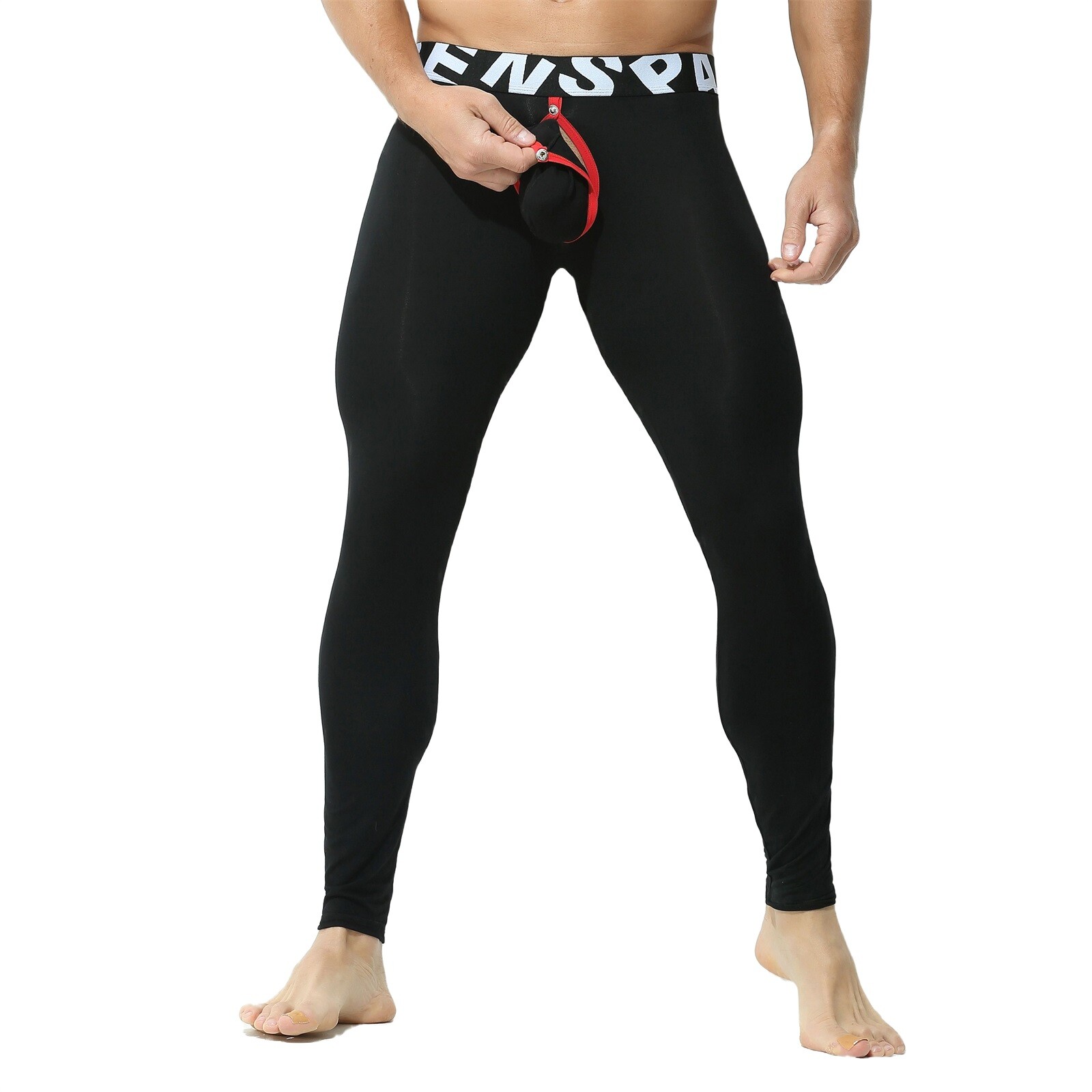 Men Sexy Thermal Long Johns Legging Pants U Convex Seperate Pouch Soft Underwear