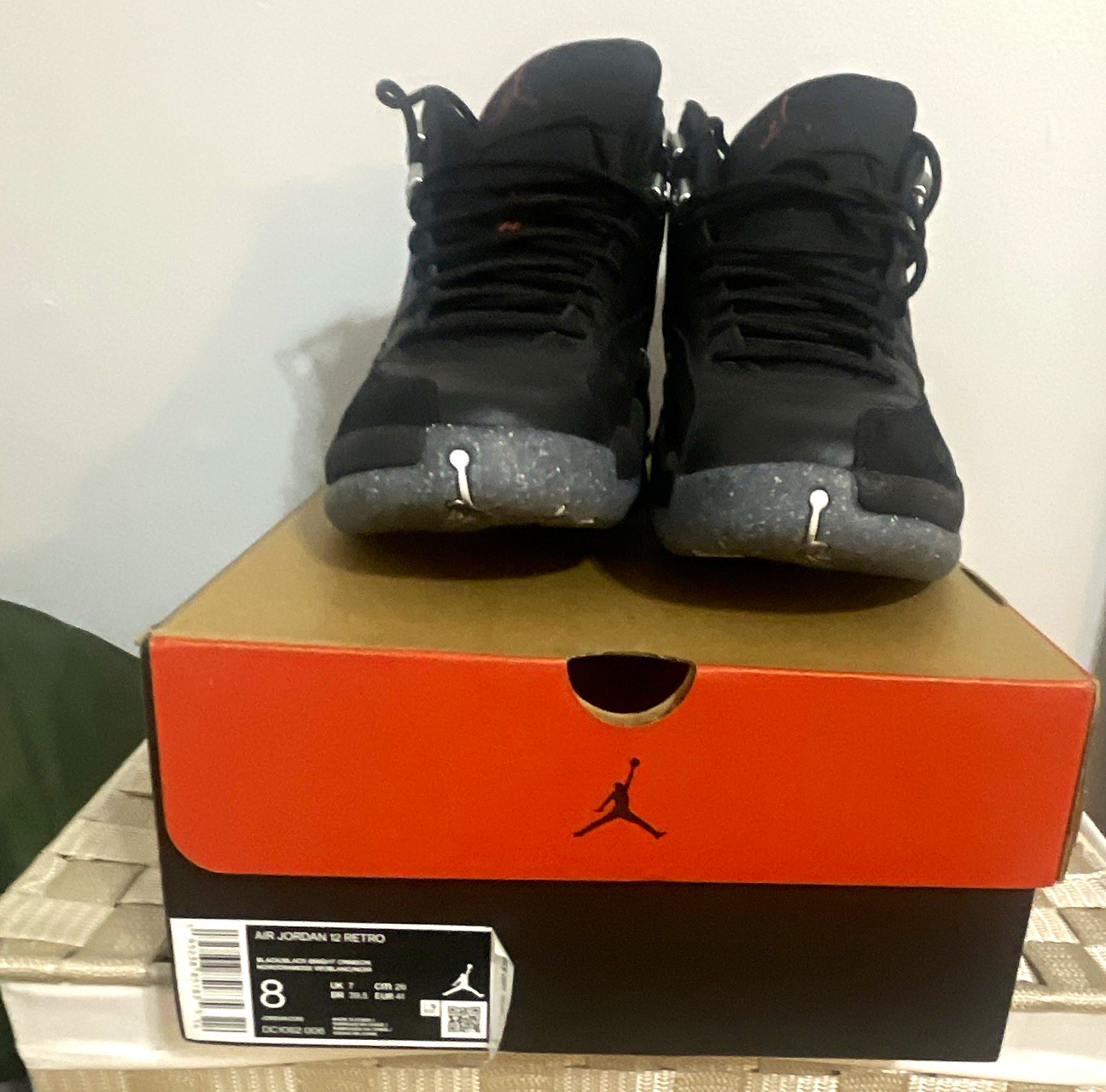 Jordan Air Jordan 12 Retro Men’s High Top Athletic Sneaker Black/Gray/Orange