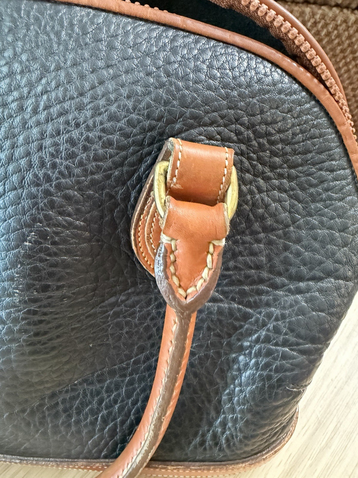 Dooney Bourke Black Leather Norfolk Satchel Vintage All-Weather