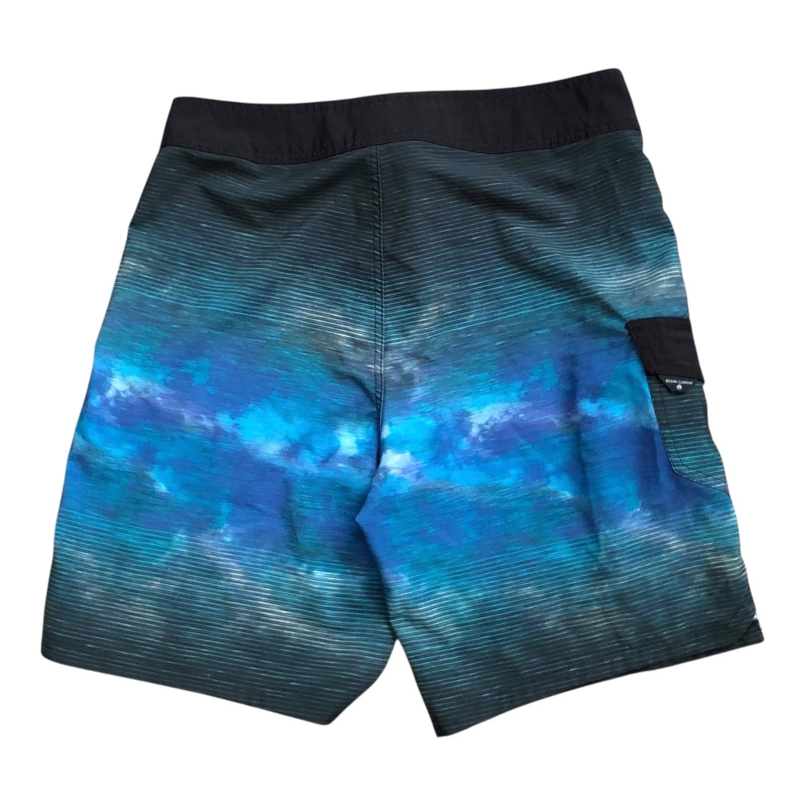 Ocean Current Board Shorts Mens 34 Blue Black Surf Swim Beach Pocket Drawstring