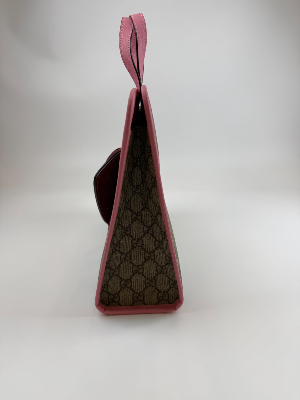 Gucci Kids GG Supreme 3D Strawberry Tote Handbag Pink Leather Trim