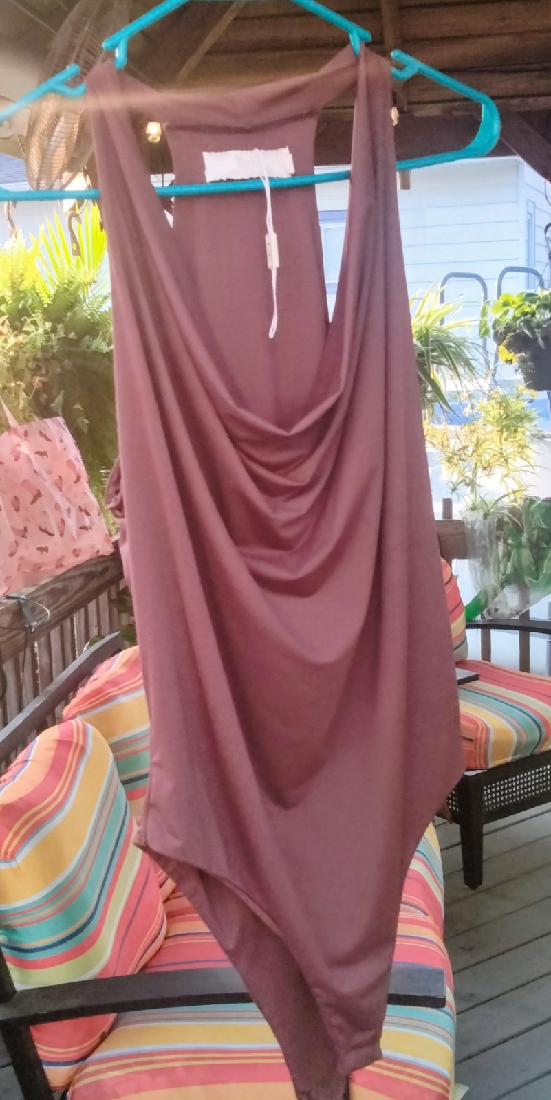 L C Collection Woman’s Stretch Body Shirt Snap Closure Rasberry Color Size L