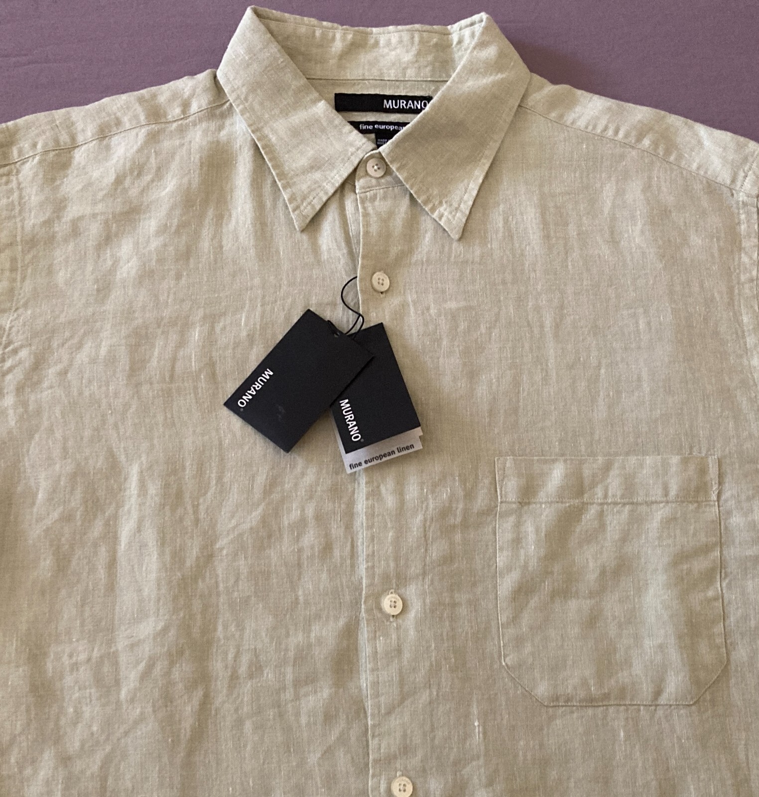 Men’s MURANO Light Green – Yellow Shirt Large L NWoT NEW Fine European Linen