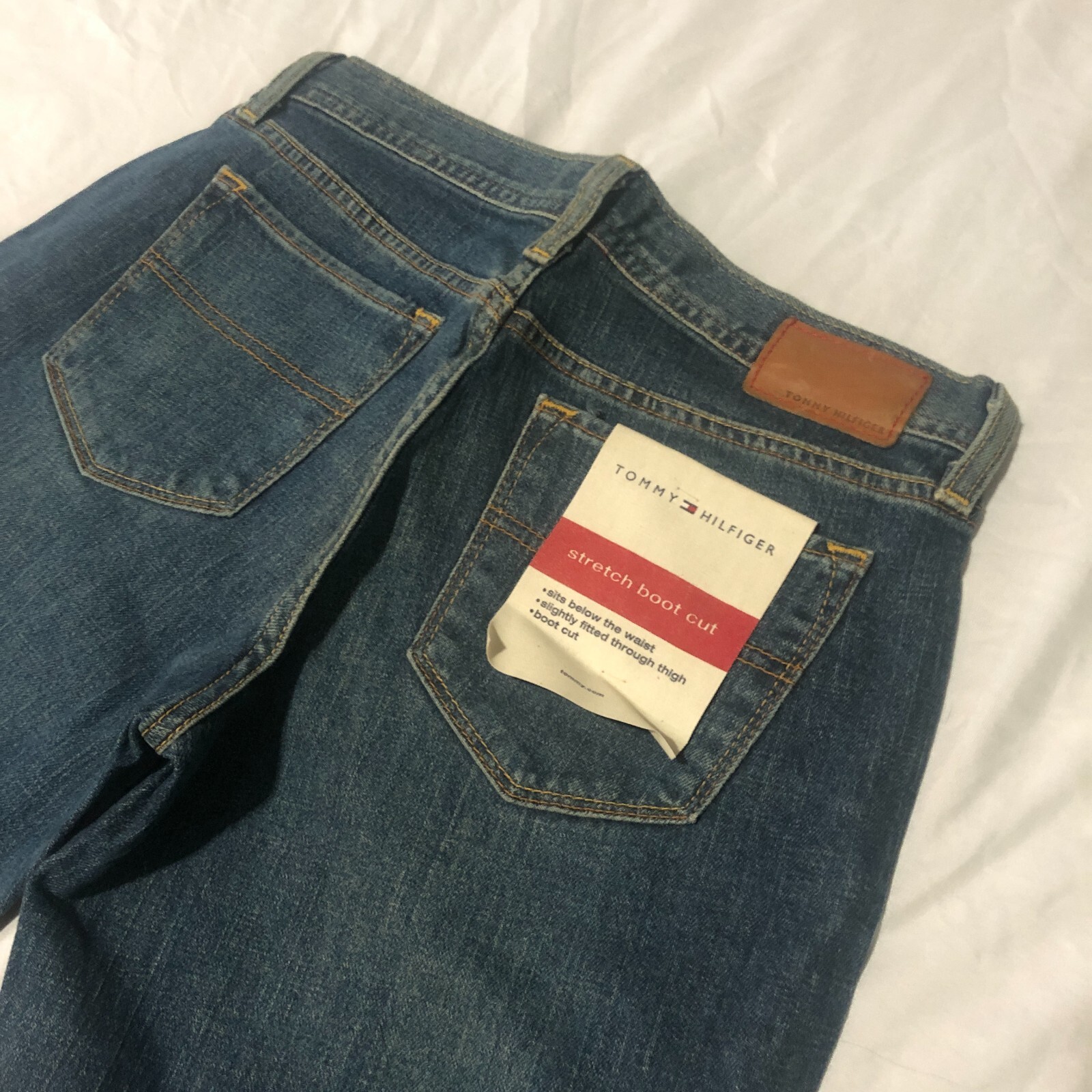 Tommy Hilfiger Stretch Boot Cut Jeans Med/Dark Wash Below Waist Boot Cut Sz 4R