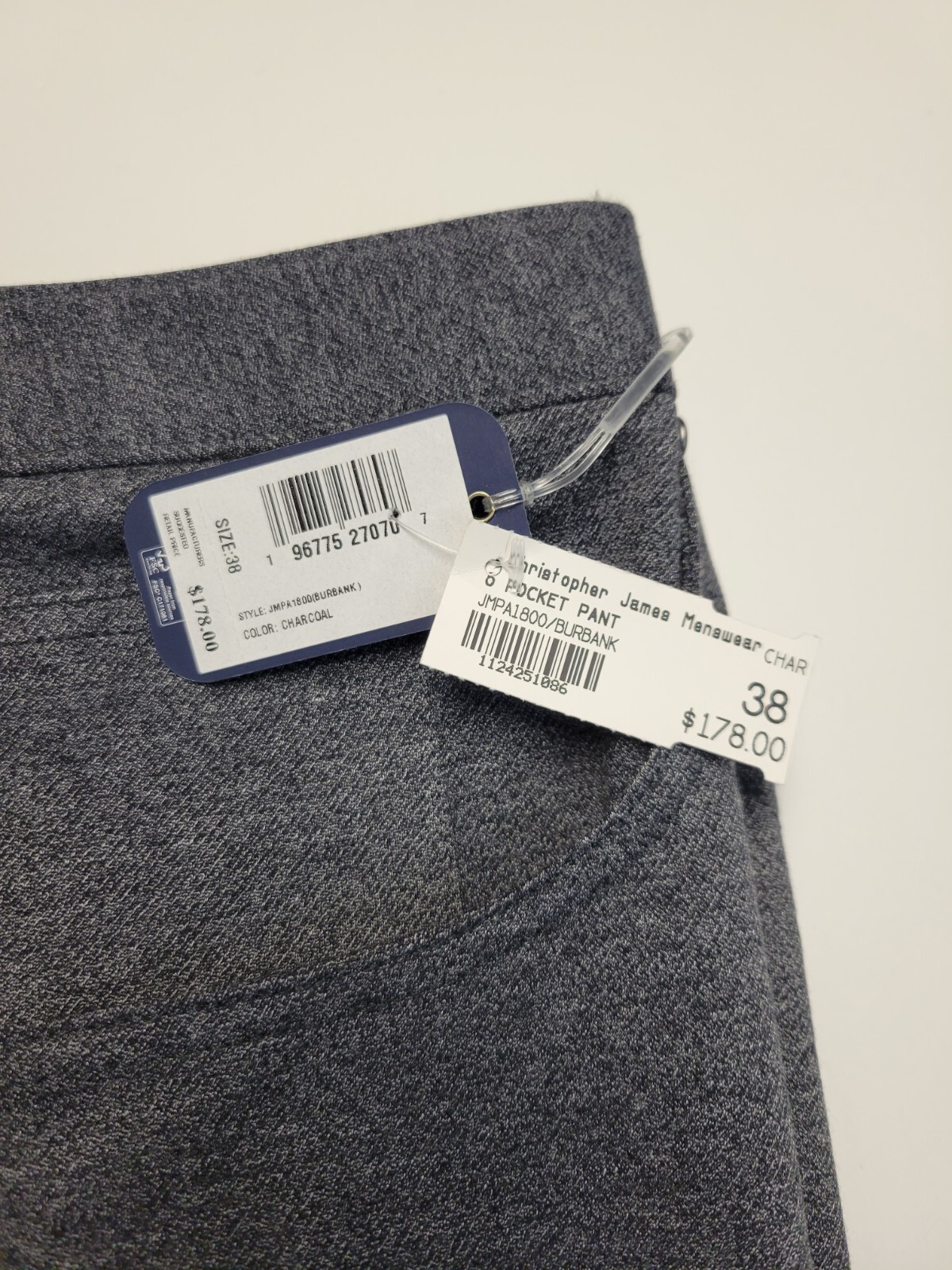 New JOHNNIE-O Burbank Casual 5 Pocket Pants Men 38×34 Dark Gray $178 Nylon Poly