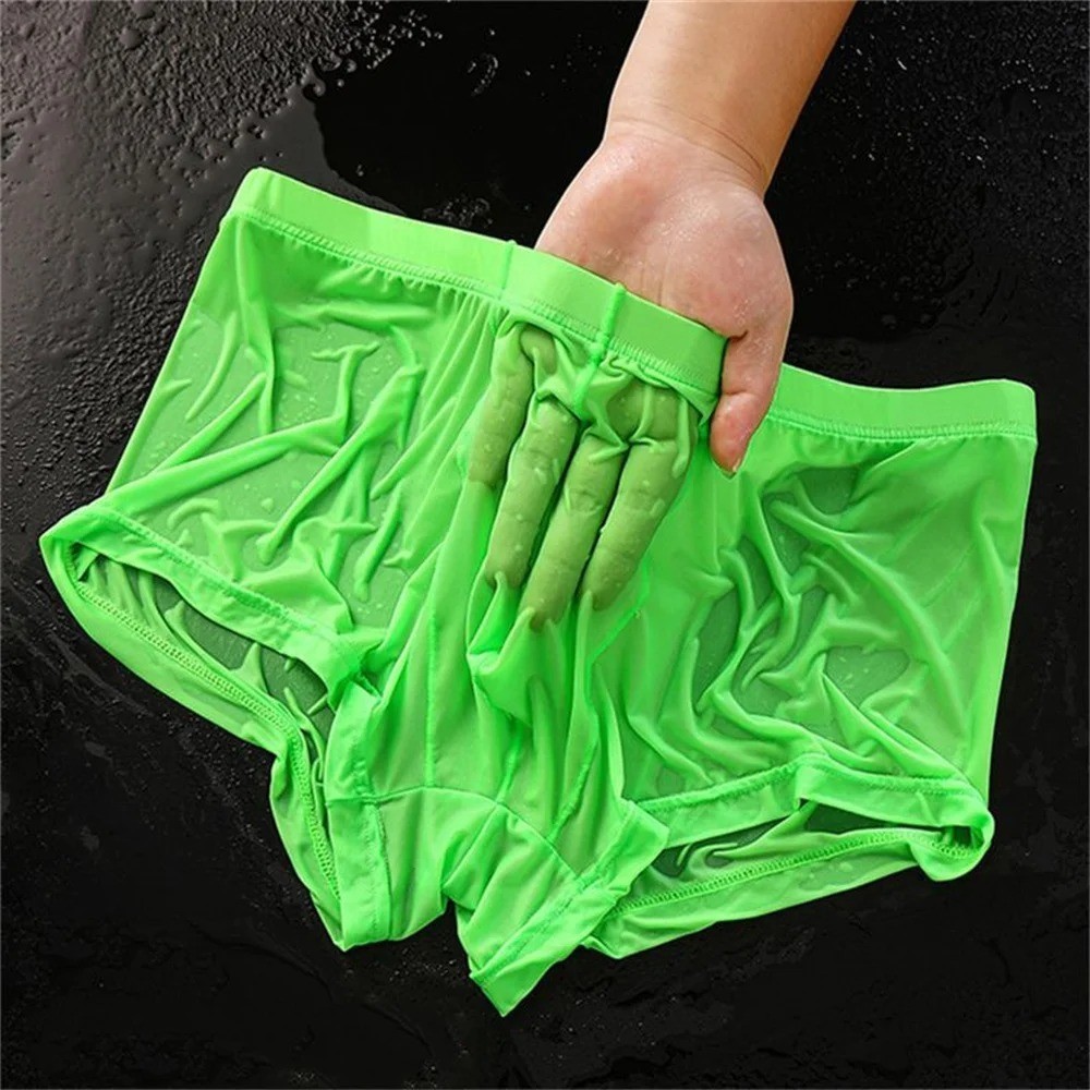 Ultra Thin Ice Silk Boxers Underwear Men Semi-transparent Seamless Sexy Male*