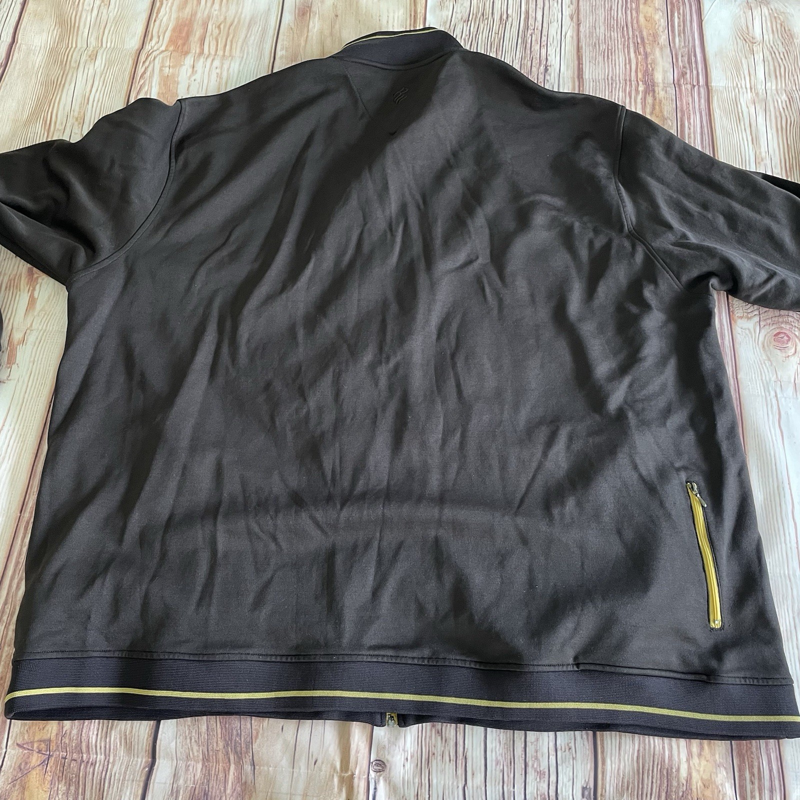 Vintage Rocawear Sweatshirt Mens 3X Brown Zip Pockets Hip Hop Track Jacket Y2K