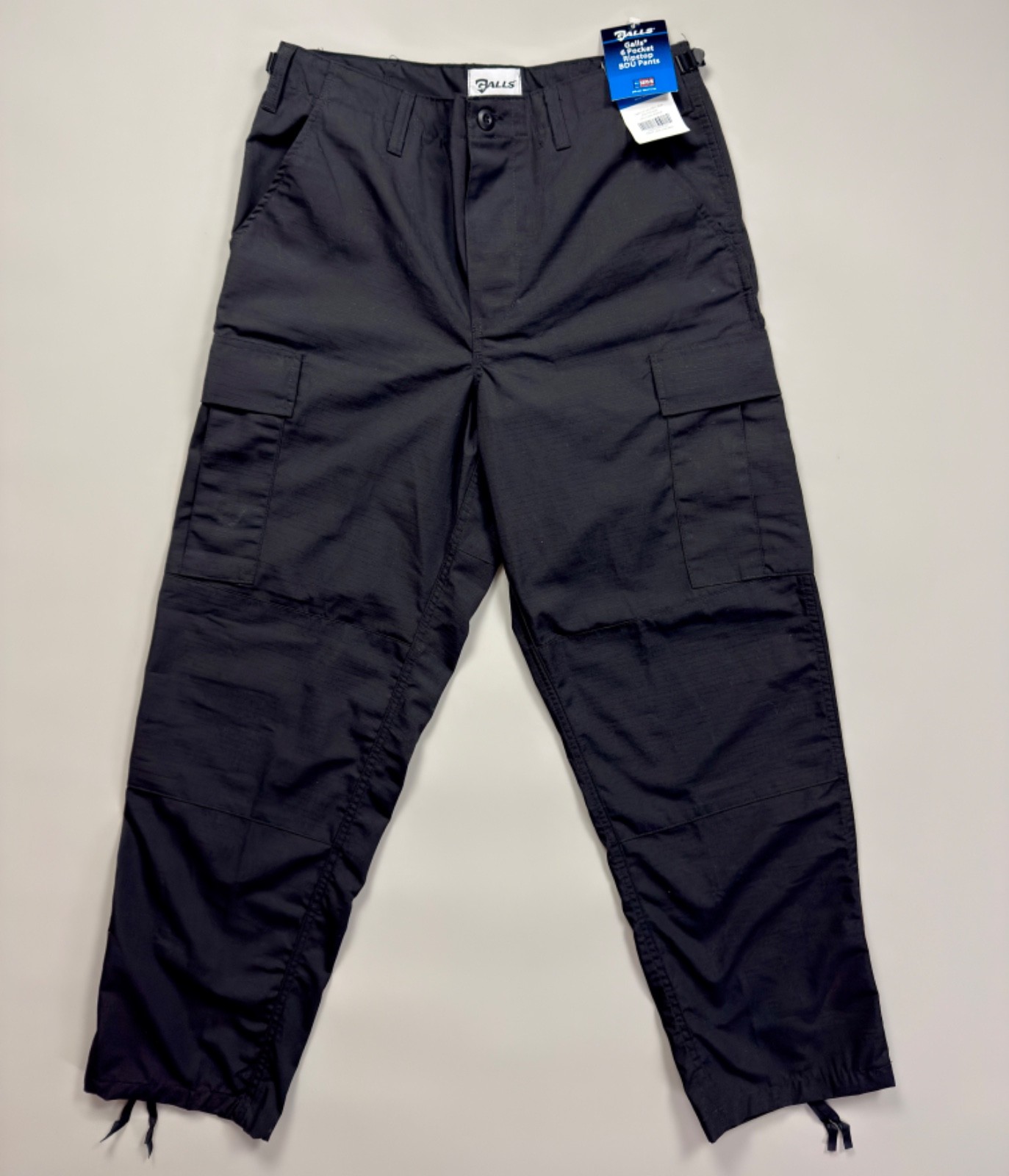 GALLS Mens Medium x 32″ 6 Pocket Ripstop BDU Pants Black Poly Cotton Tactical