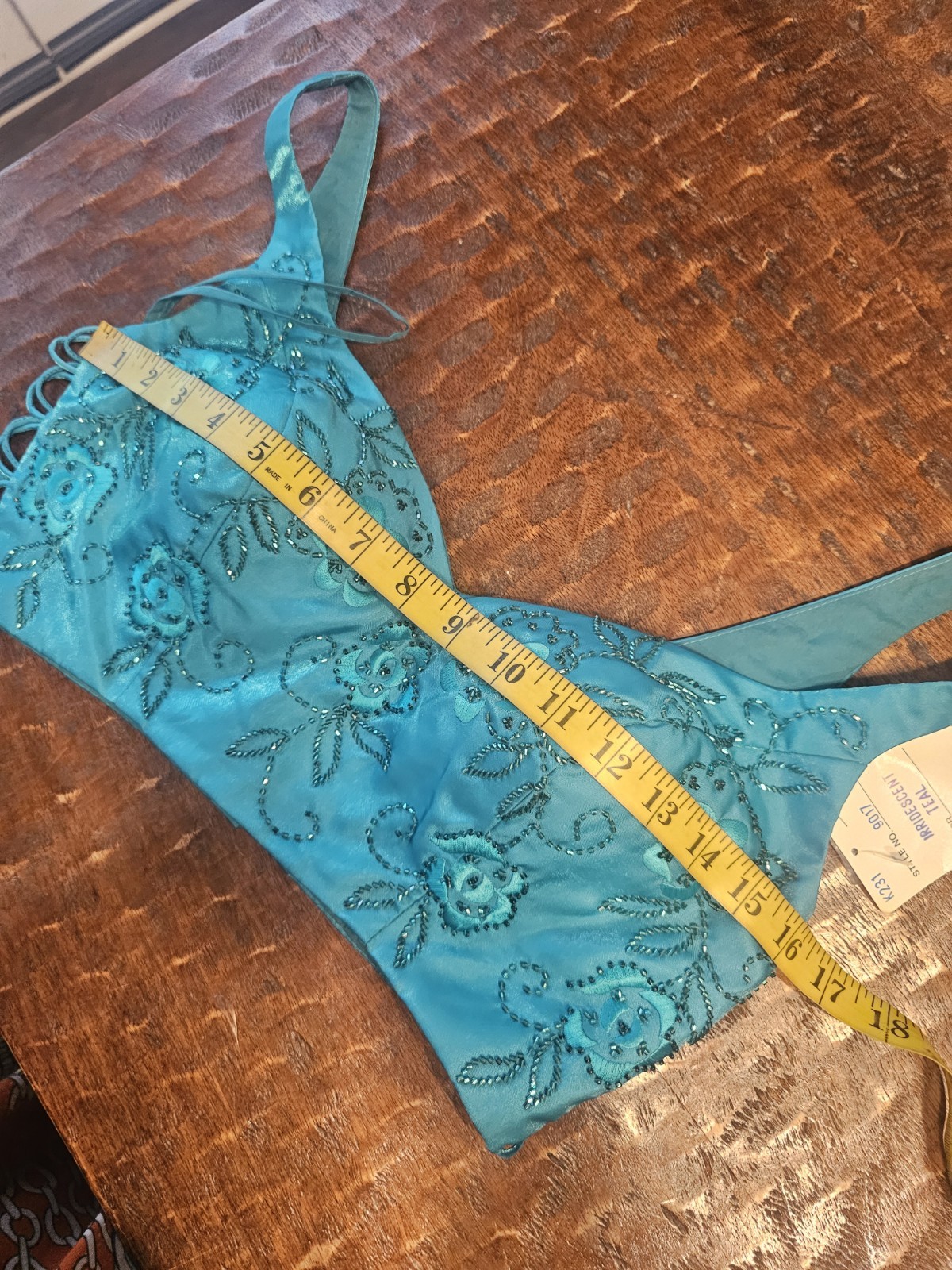 Alyce Design Blue Green Teal Beaded Two Piece Dress 6