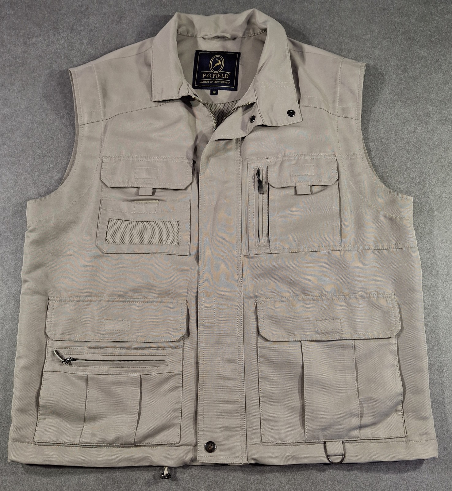 PG Field Mens Black Beige Weatherwear Gilet Bodywarmer M Medium Outdoor Full Zip