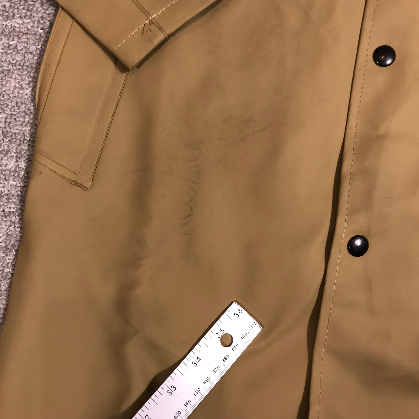 Stutterheim Stockholm Jacket Mens Extra Small Raincoat Bomber Mosebacke Snap Tan