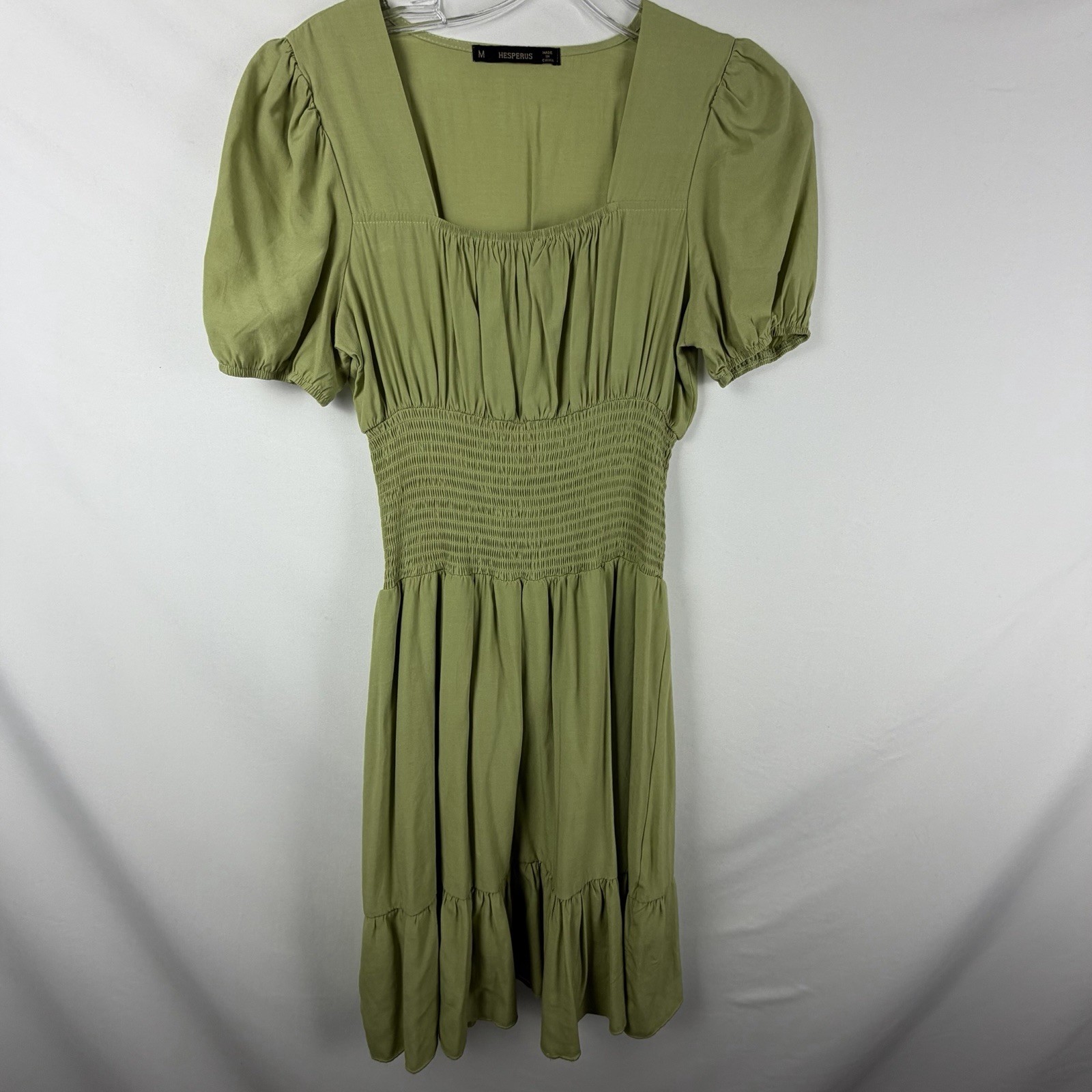 Hesperus Sage Green Dress Sz M Milkmaid Twee Ruffle Prairie Gypsy Cottage Soft