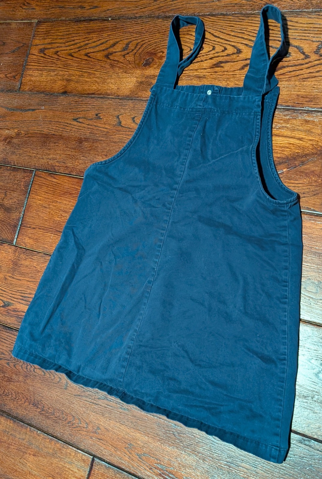 A. BYER Women’s / Juniors Overall Style Mini Dress Navy Blue Metal Buttons Sz 11