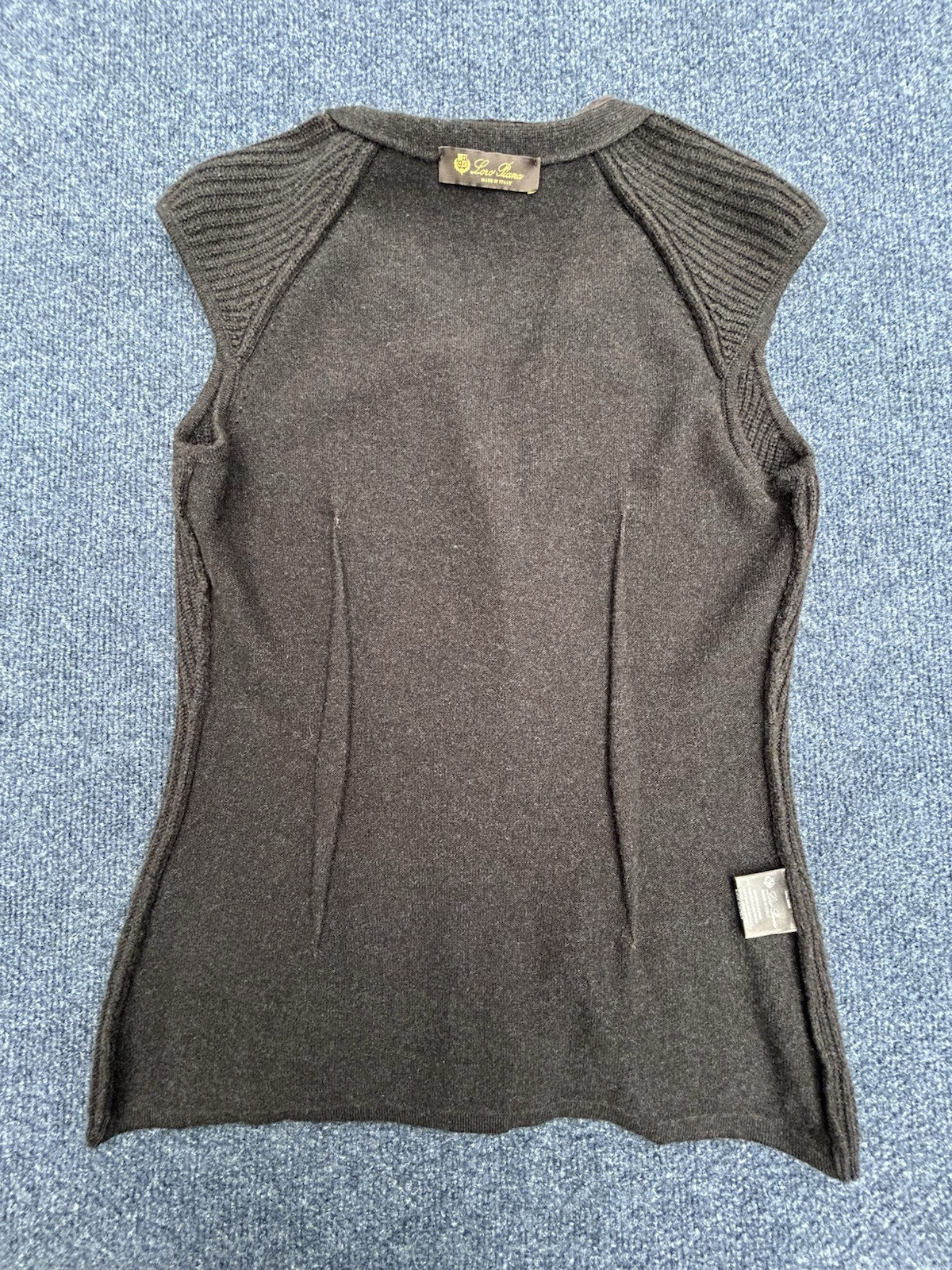 LORO PIANA Italy 100% Cashmere & Suede Goatskin Dark Brown Sweater Vest 40 Small