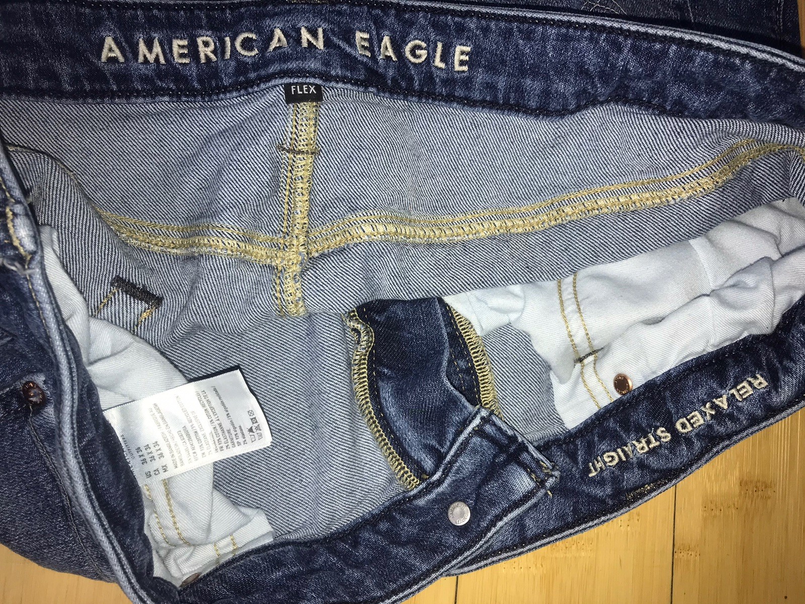American Eagle Jeans Men 36×34 Blue Relaxed Straight Leg Flex Denim Casual C57