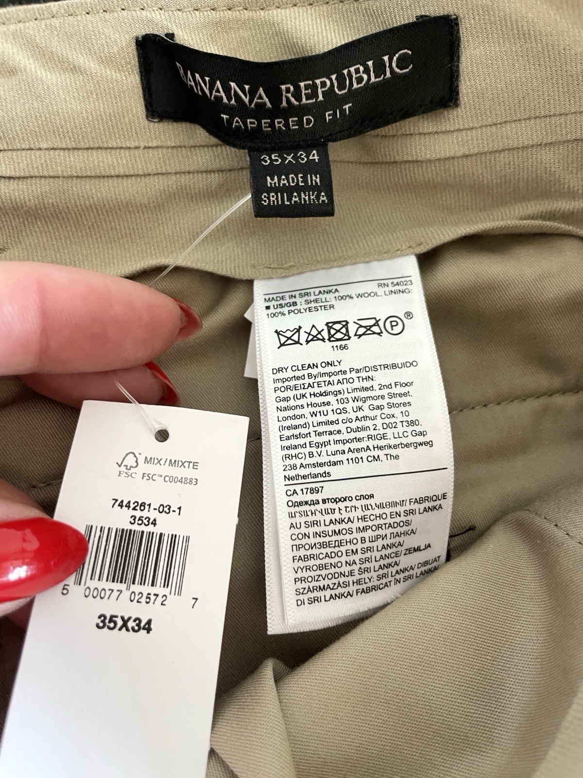 Banana Republic 100% Virgin Wool Tapered Fit Grey Dress Pants 35×34 NWT