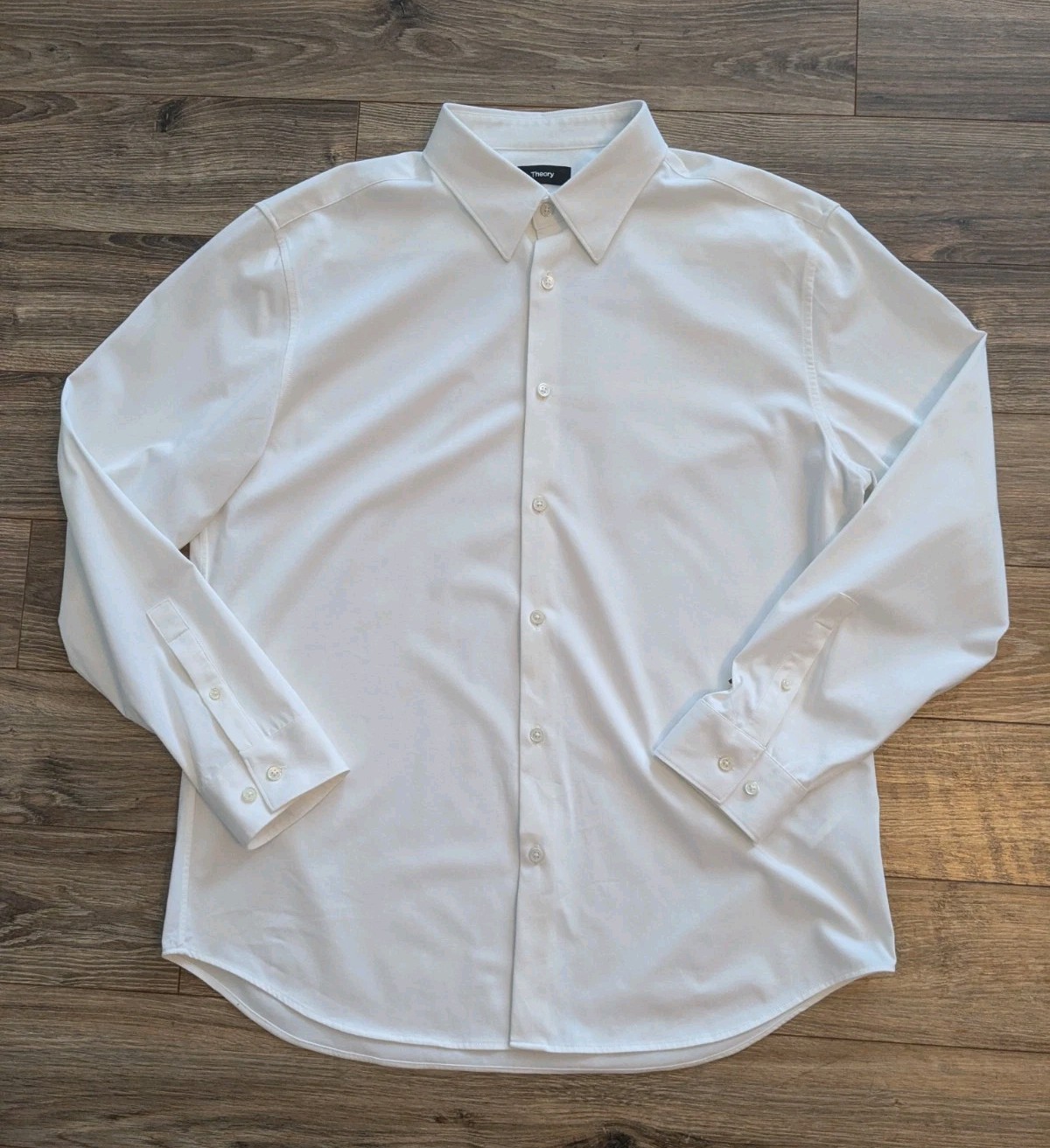 Theory Sylvain ND Structure Knit Dress Shirt Mens White LS Button Up – XL
