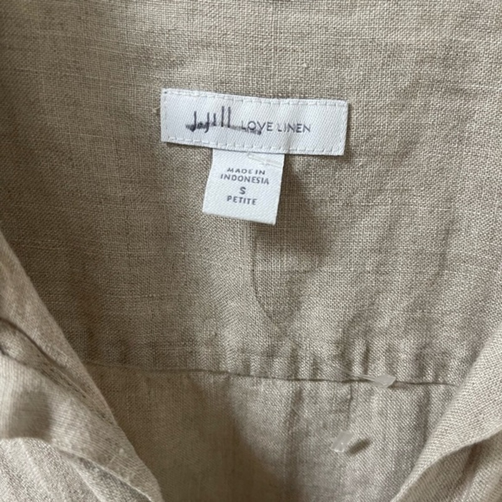 J. Jill Love Linen Neutral Asymmetrical Split Neck Tunic Blouse Top