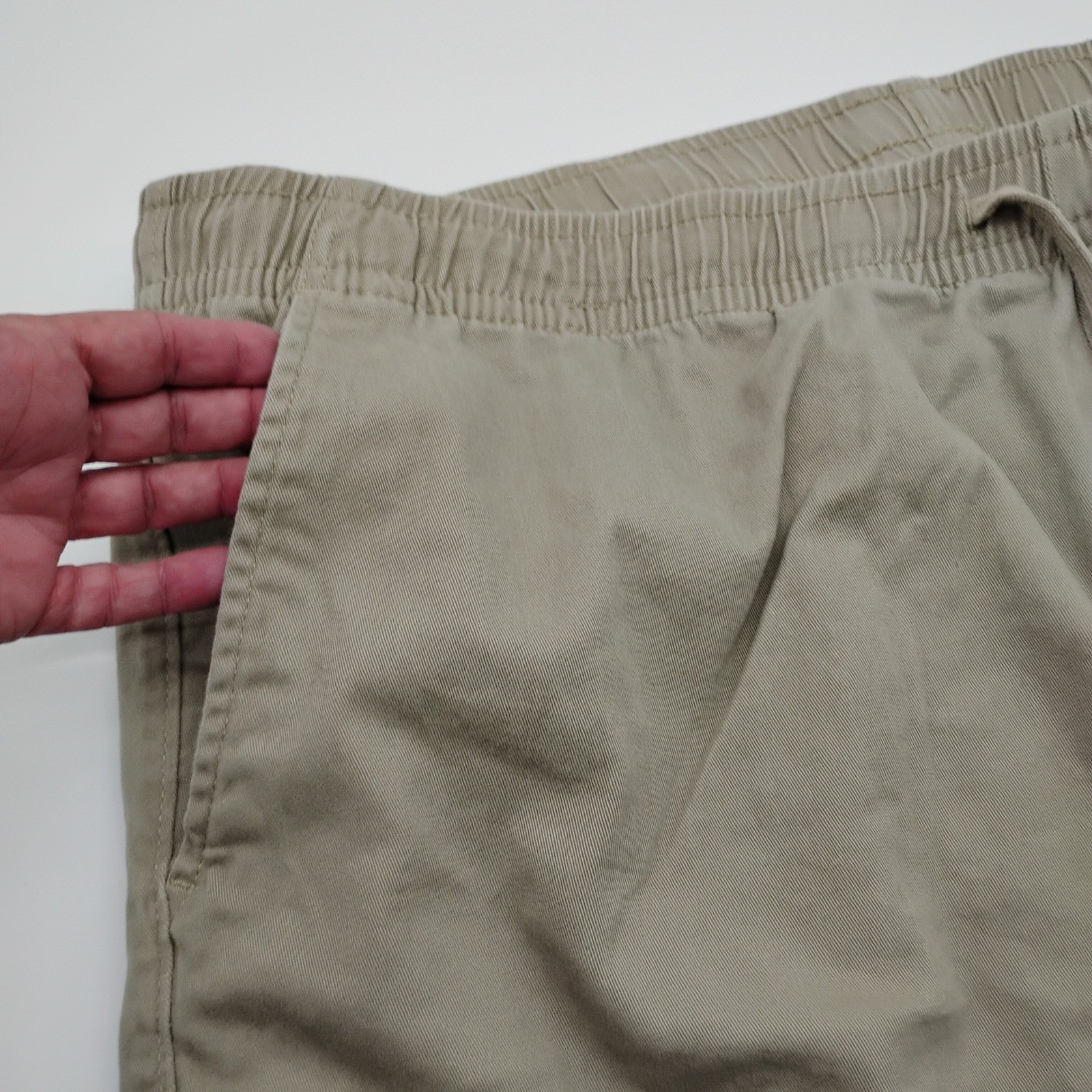 George Mens Cargo Shorts Khaki Tan Elastic Waist Drawstring 2XL 44-46