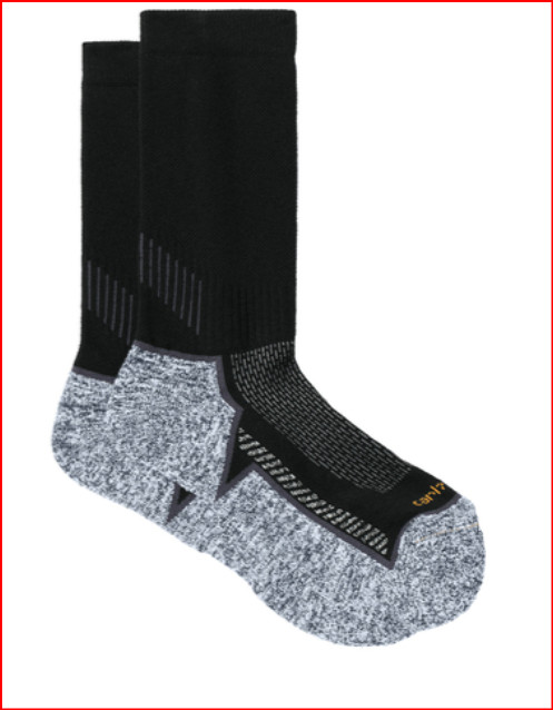 New Carhartt Force Midweight Crew Sock (3-Pack) CTSC4223 Black
