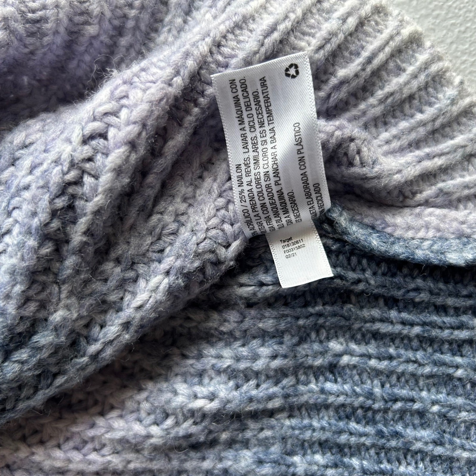 A New Day Ombre Chunky Ribbed Knit Crewneck Sweater Grey Lavender XL