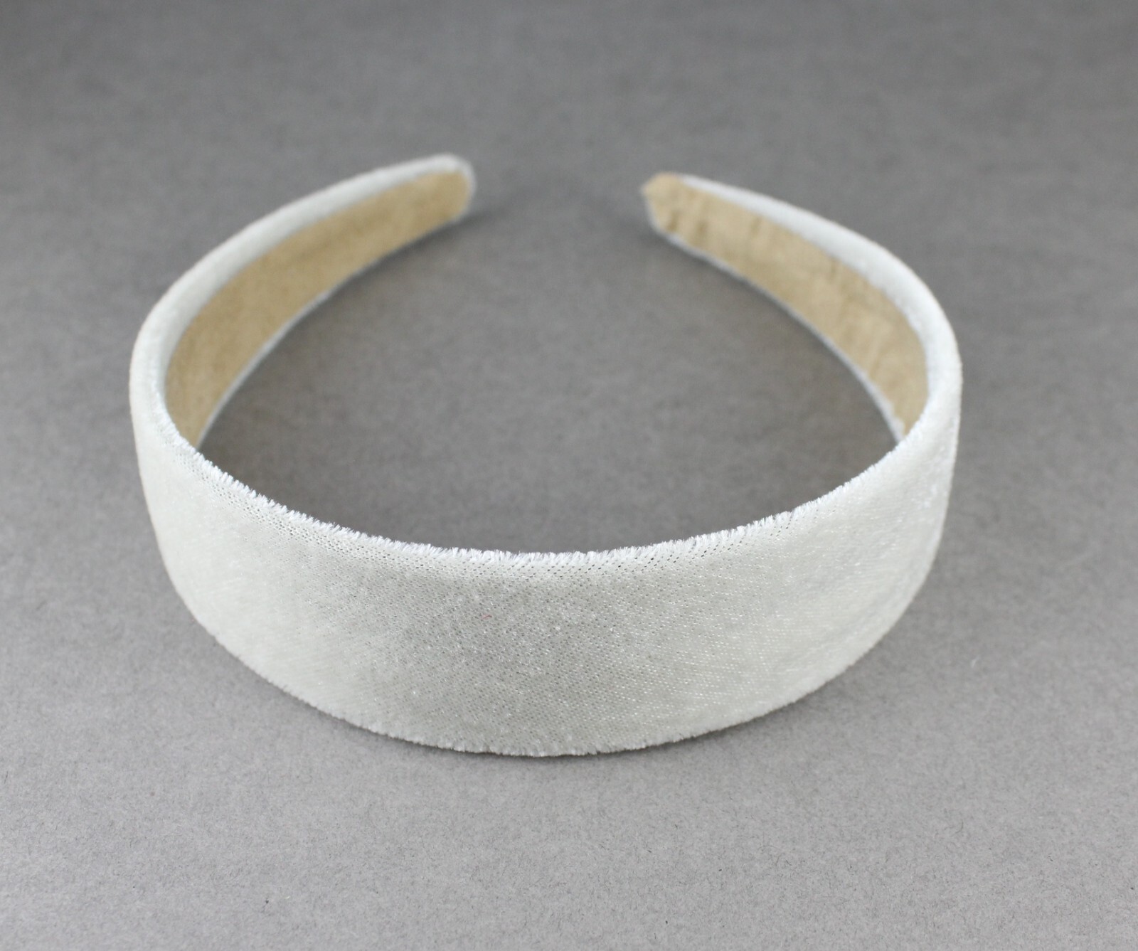 White Cream velvet headband soft velour hair accessory 1.25″ wide plain classic