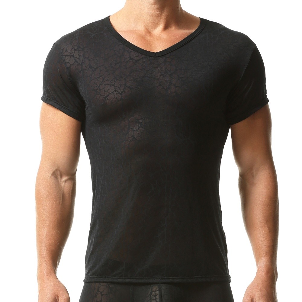 Men’s Ultra-thin Short Sleeve T-shirts V-neck Slim Fit Undershirts Basic Tops XL
