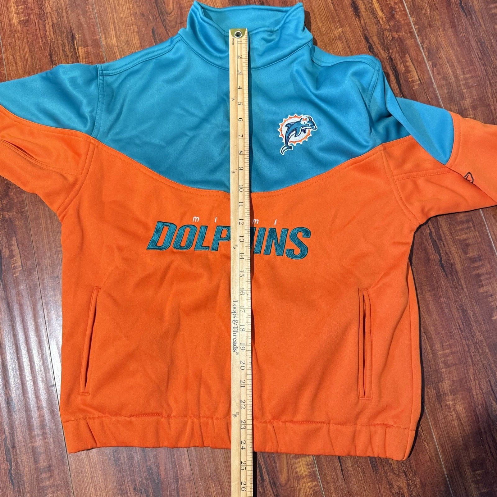 Miami Dolphins Reebok Team Apparel Pullover Jacket Youth Sz Large 14-16 1/4 Zip!
