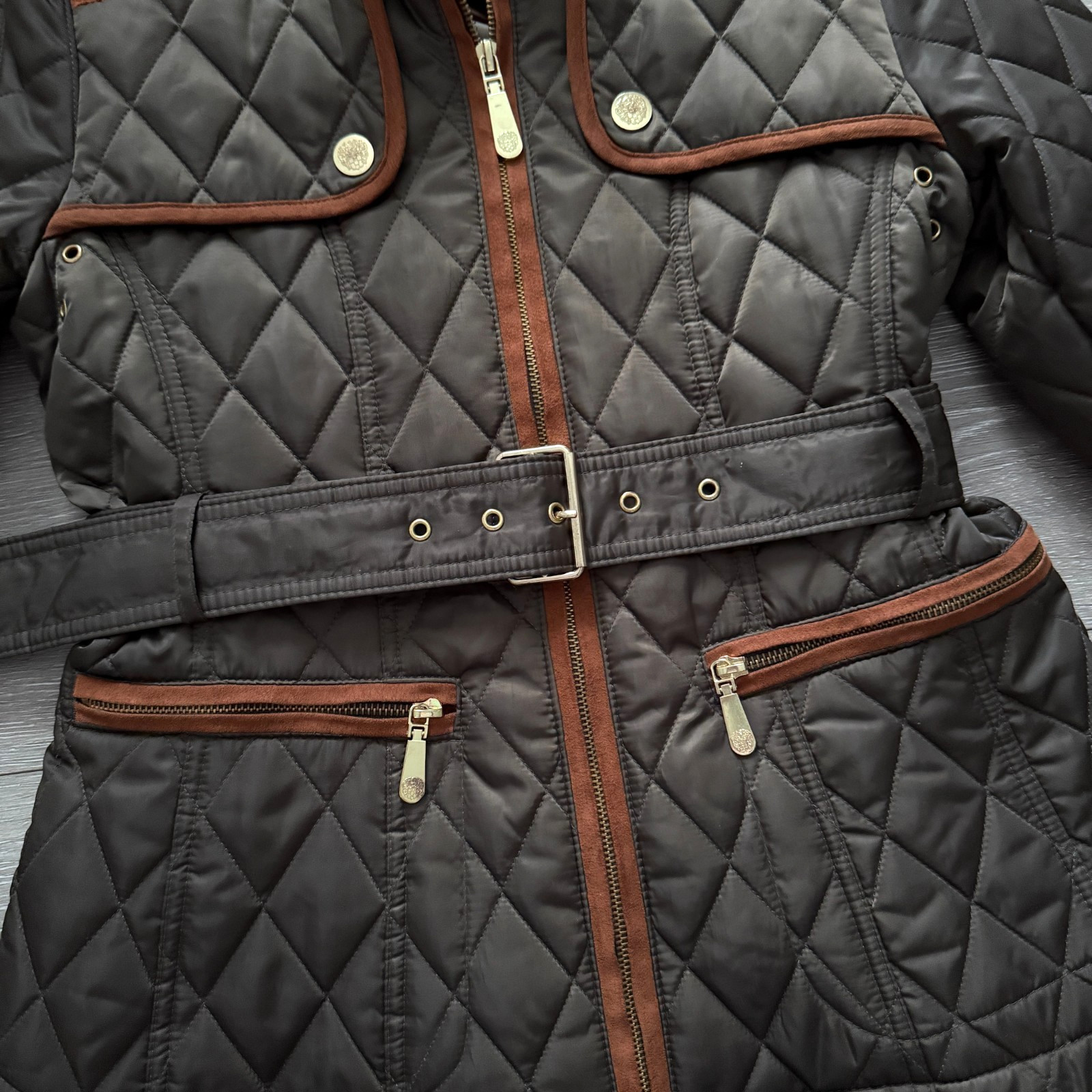 Vince Camuto – Women’s Diamond Quilted Green Equestrian Riding Jacket – Small