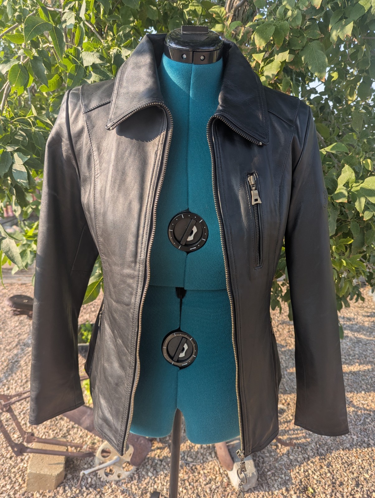 Vintage Flying Bikes Oakwood Women’s Leather Motorcycle Jacket – Size M