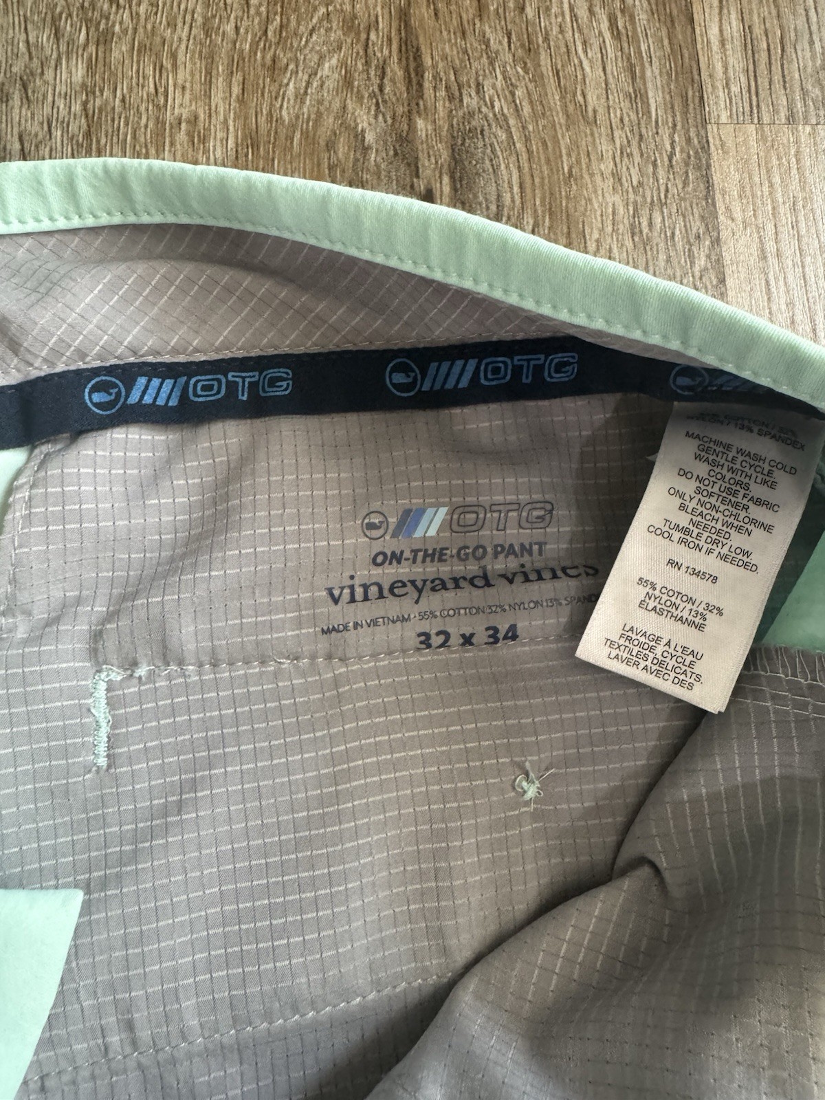 Vineyard Vines OTG Pants On The Go Stretch Performance Mens 32×34 Seafoam