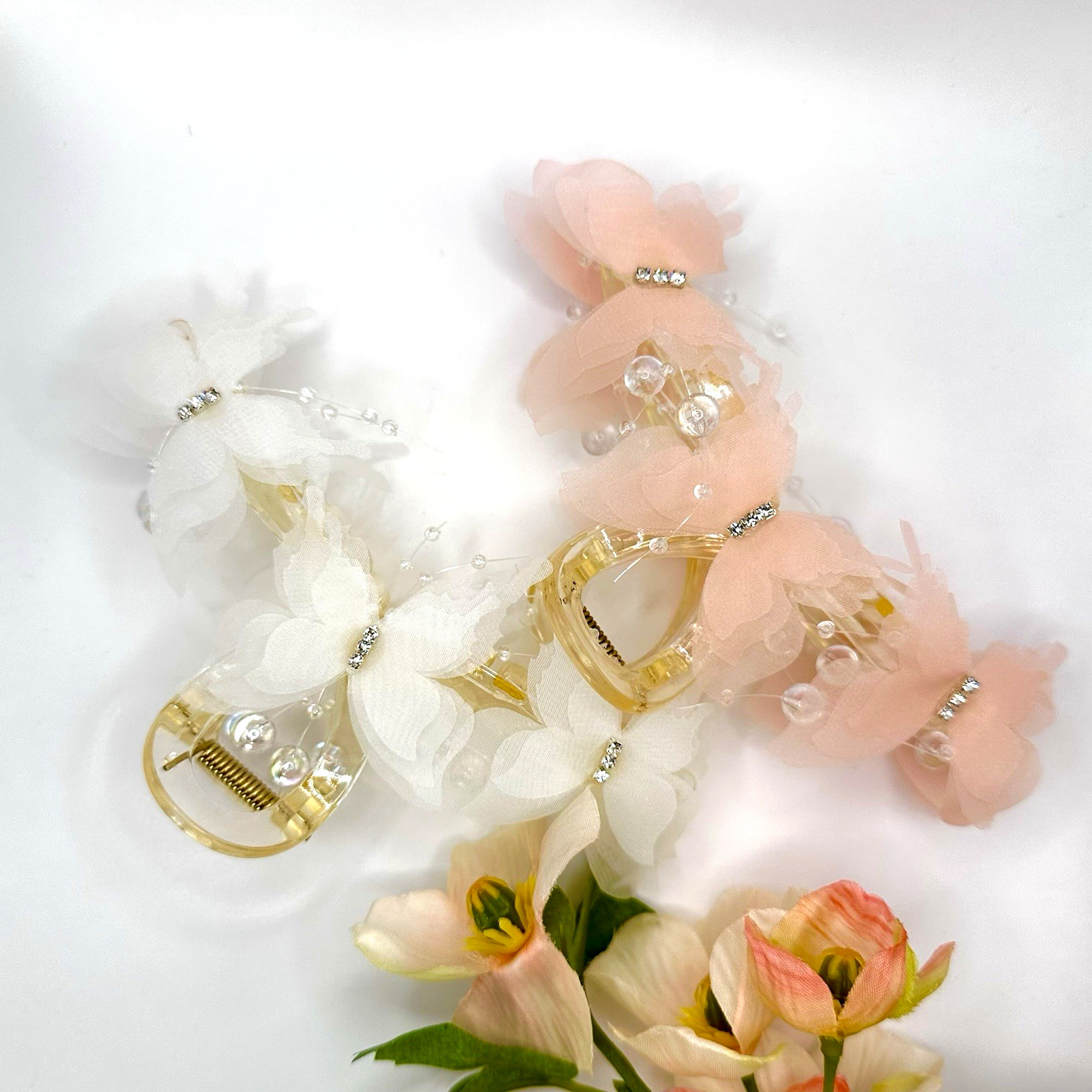 Hair Claw Clips Set Elegant Butterfly Pearl Bow for Women Bridal Daily Use Gift
