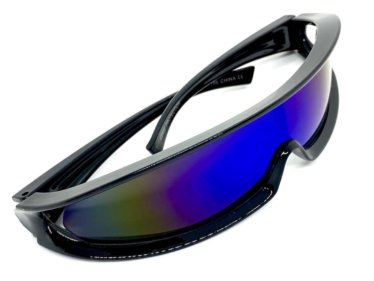 SPACE ROBOT PARTY RAVE COSTUME CYCLOPS FUTURISTIC SHIELD SUN GLASSES Blue Lens