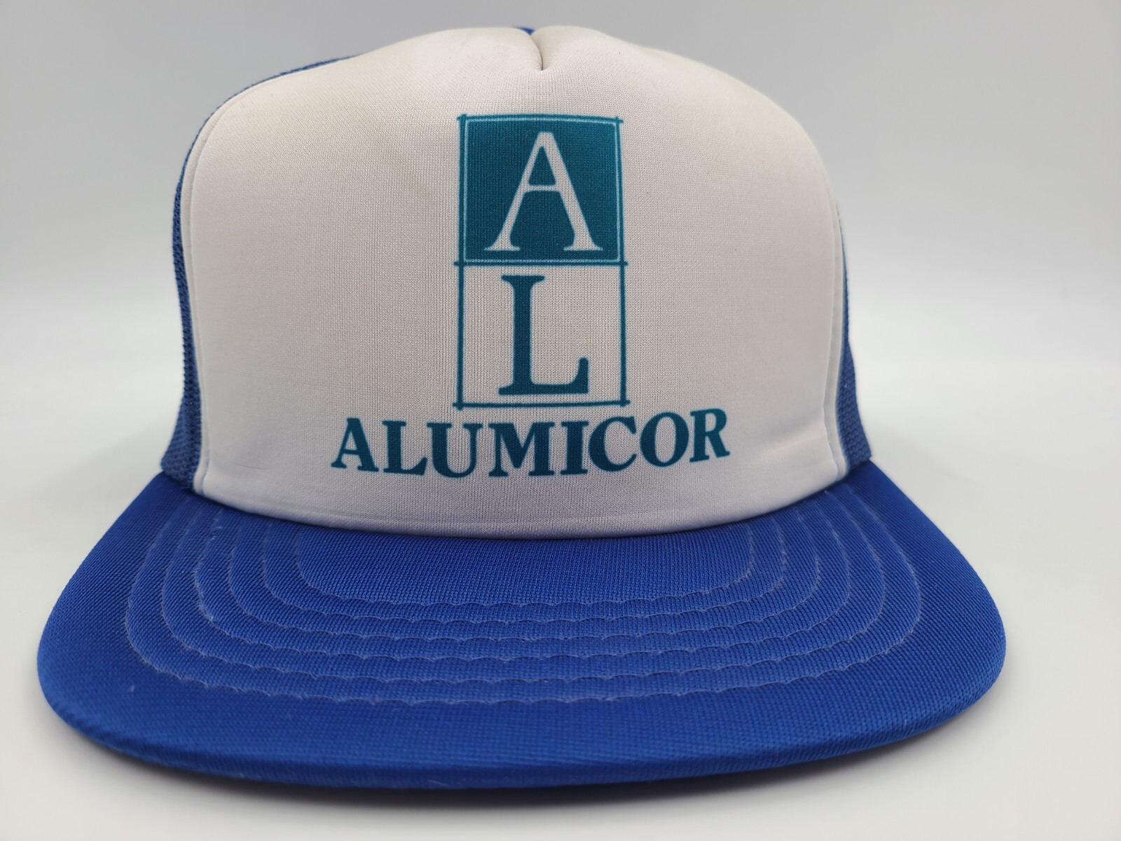 Vintage Alumicor Mesh Trucker Snapback Hat Cap Canada Aluminum Men White Blue