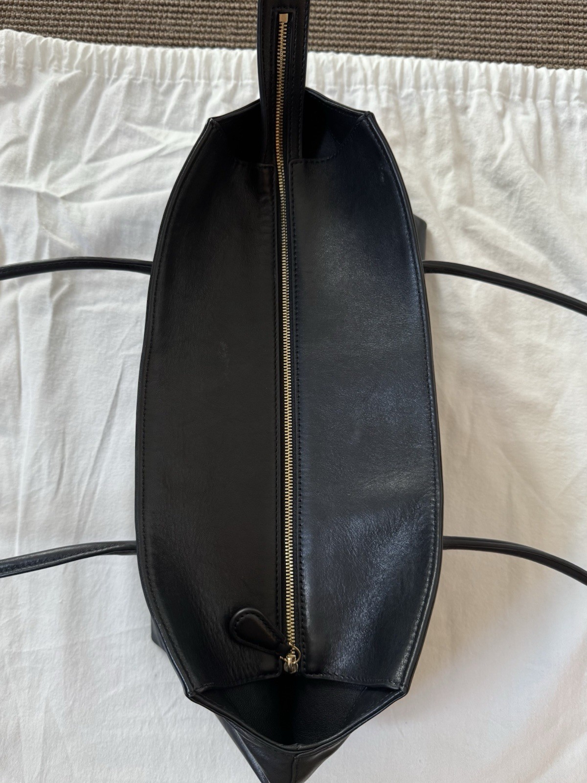 The Row Bag Terrasse Bag in Grain Black Leather Gold Zipper Pre-Owned MSRP $3500