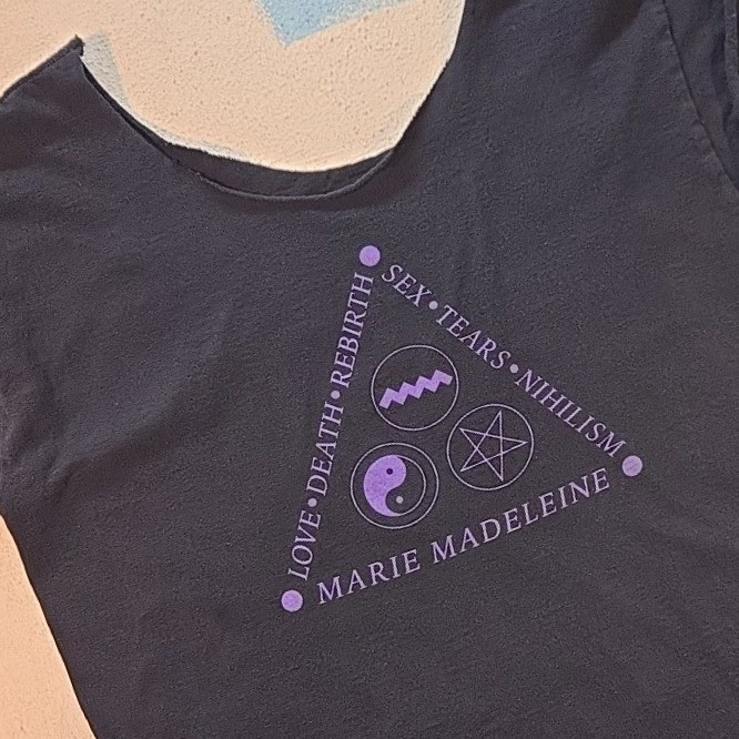 Marie Madeleine Womens M Sleeveless T-Shirt Band Love Death Sex Rebirth Nihilism