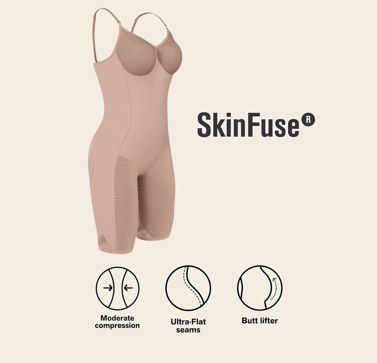 Body Shaper Leonisa SkinFuse Invisible High Waist-to-Thigh Nude 012807M XS/S-3XL